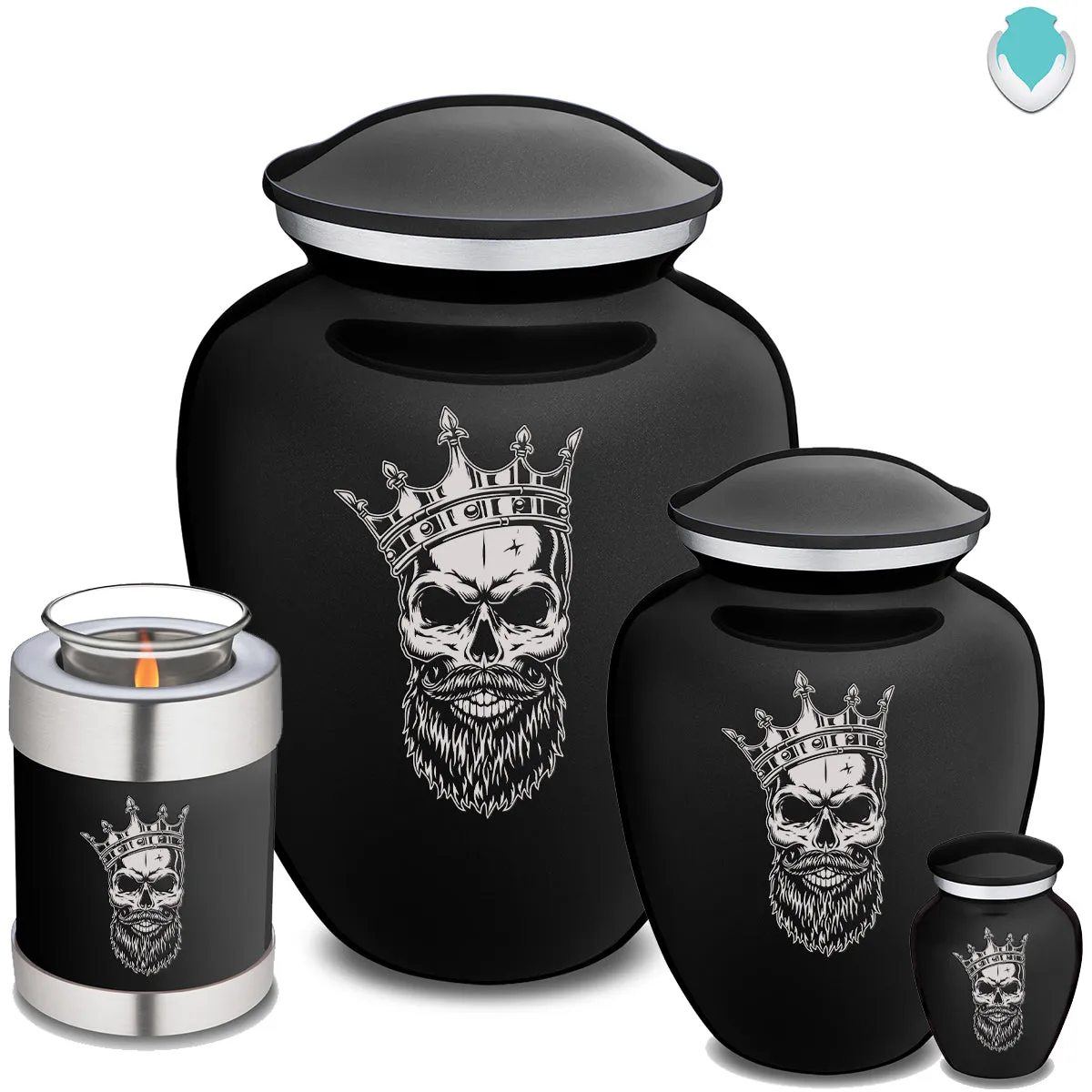 Keepsake Embrace Black Skull Cremation Urn
