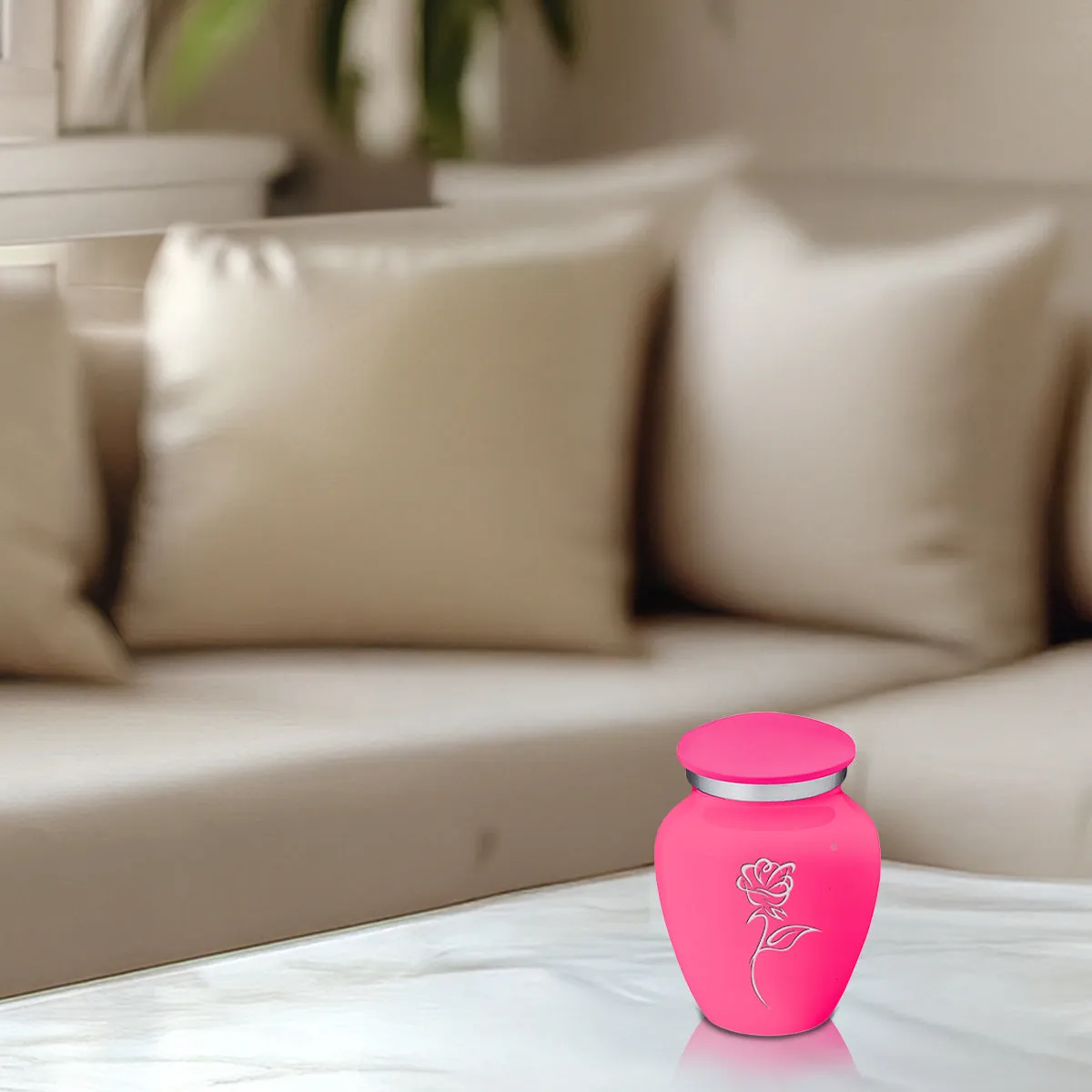 Keepsake Embrace Bright Pink Rose Cremation Urn