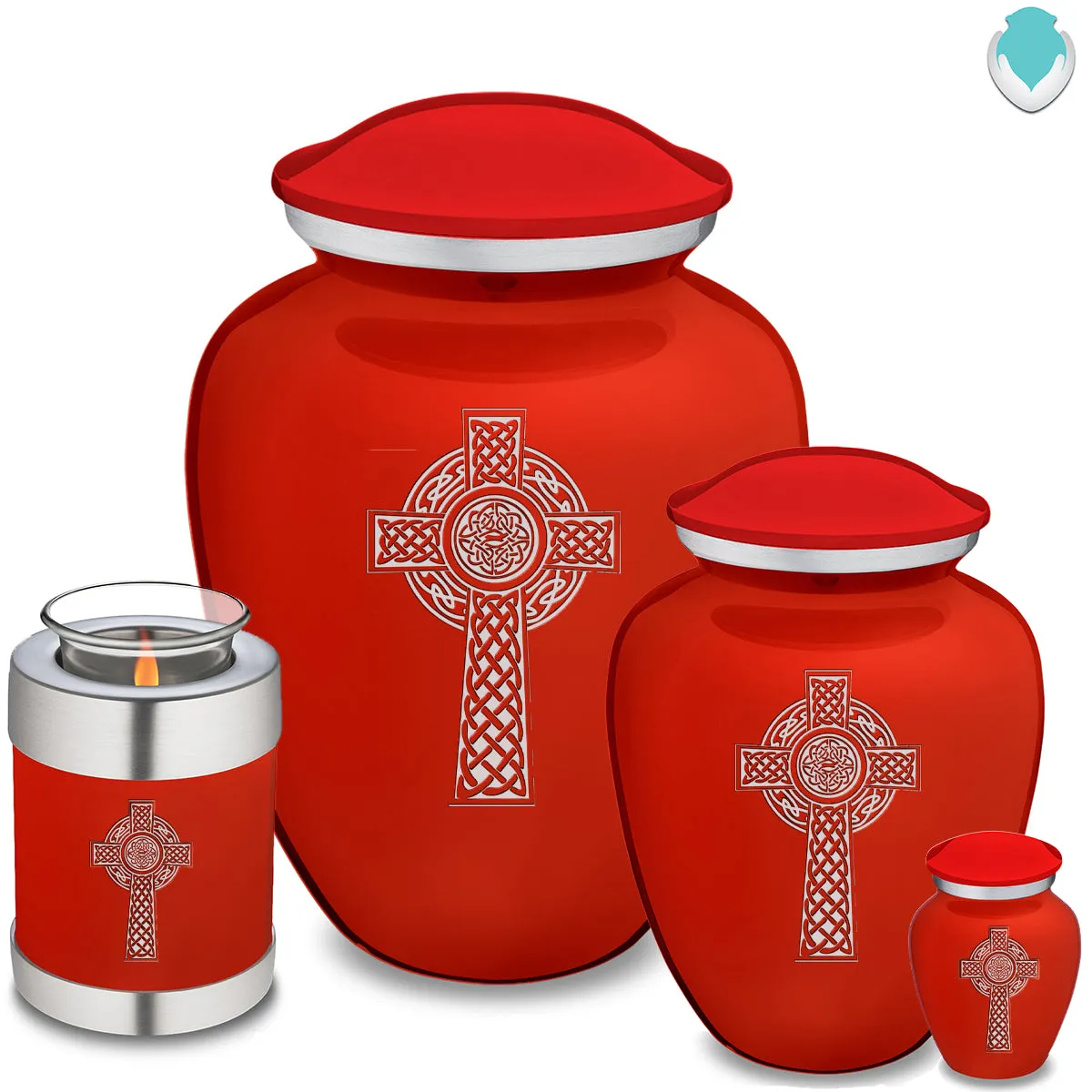 Keepsake Embrace Bright Red Celtic Cross Cremation Urn
