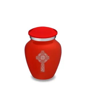 Keepsake Embrace Bright Red Celtic Cross Cremation Urn