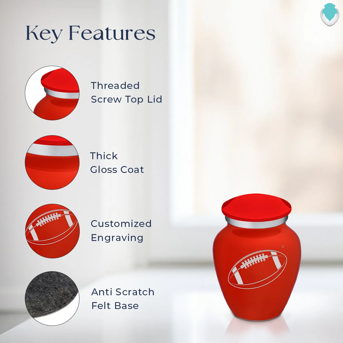 Keepsake Embrace Bright Red Football Cremation Urn