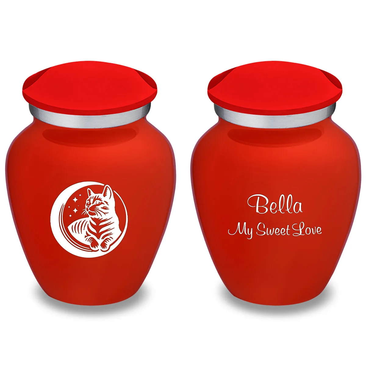 Keepsake Embrace Bright Red Pet Cute Cat Cremation Urn