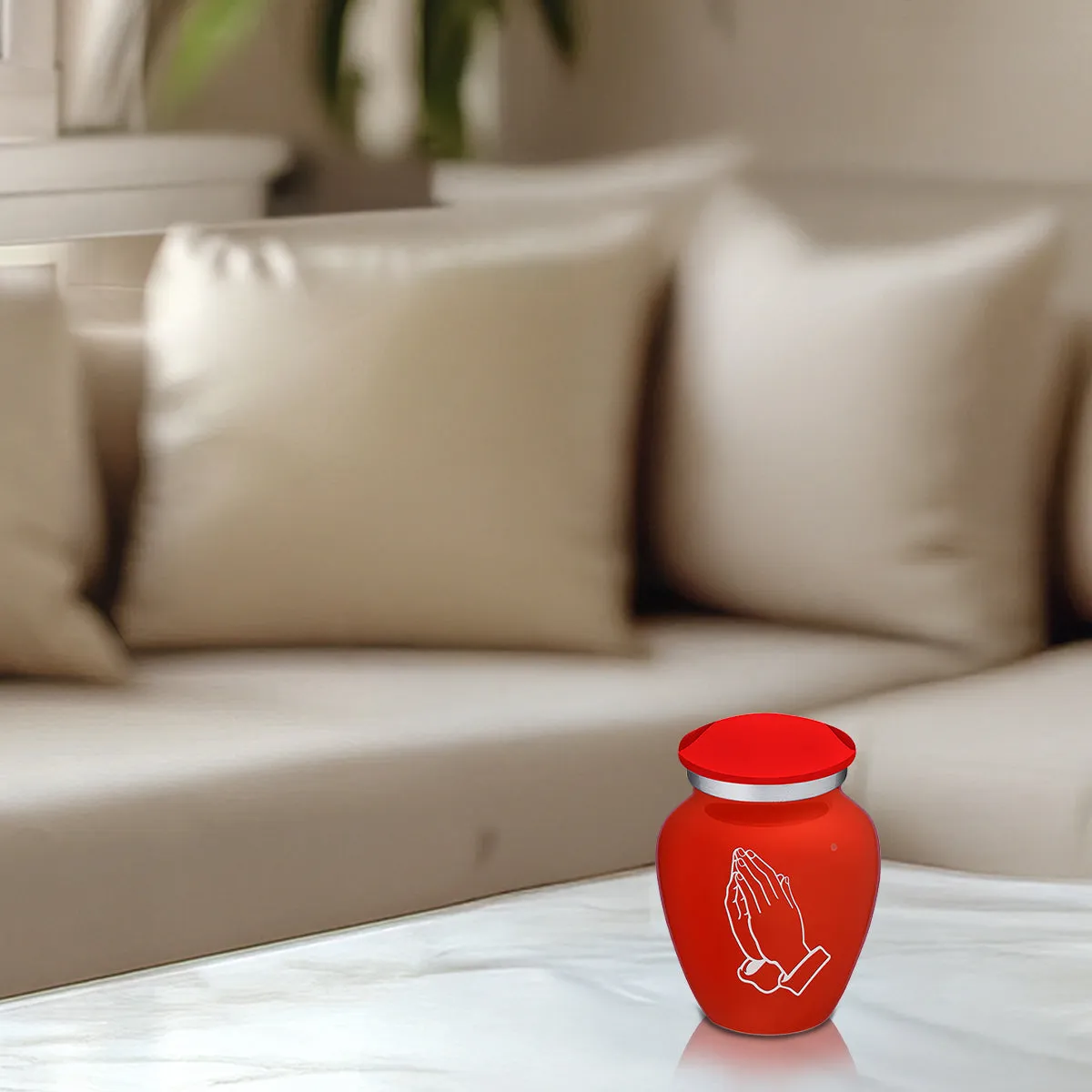 Keepsake Embrace Bright Red Praying Hands Cremation Urn