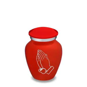 Keepsake Embrace Bright Red Praying Hands Cremation Urn