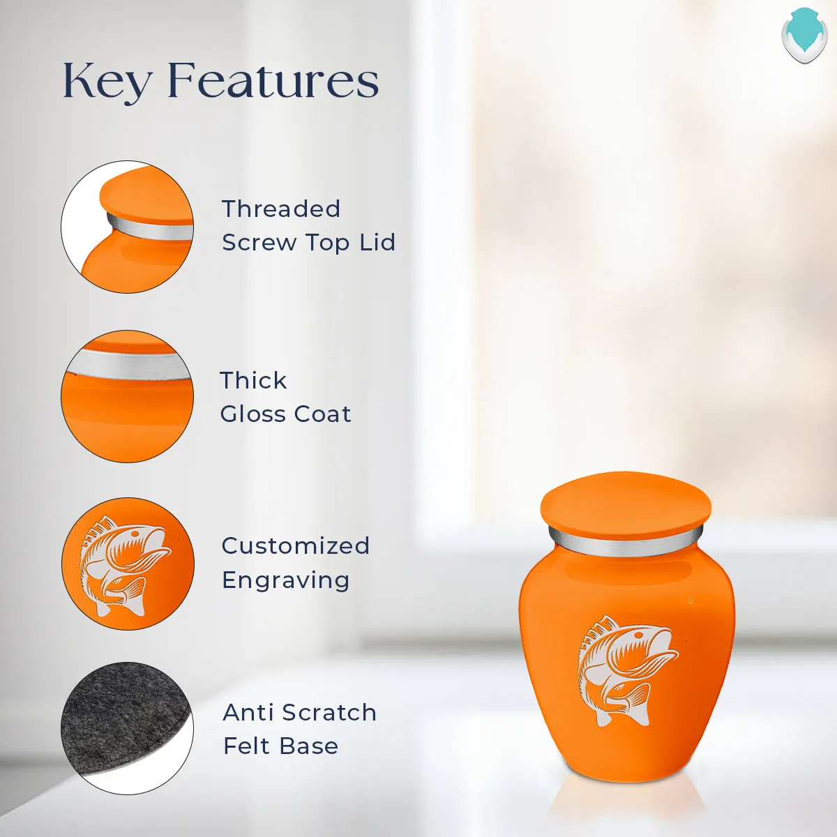 Keepsake Embrace Burnt Orange Fish Cremation Urn