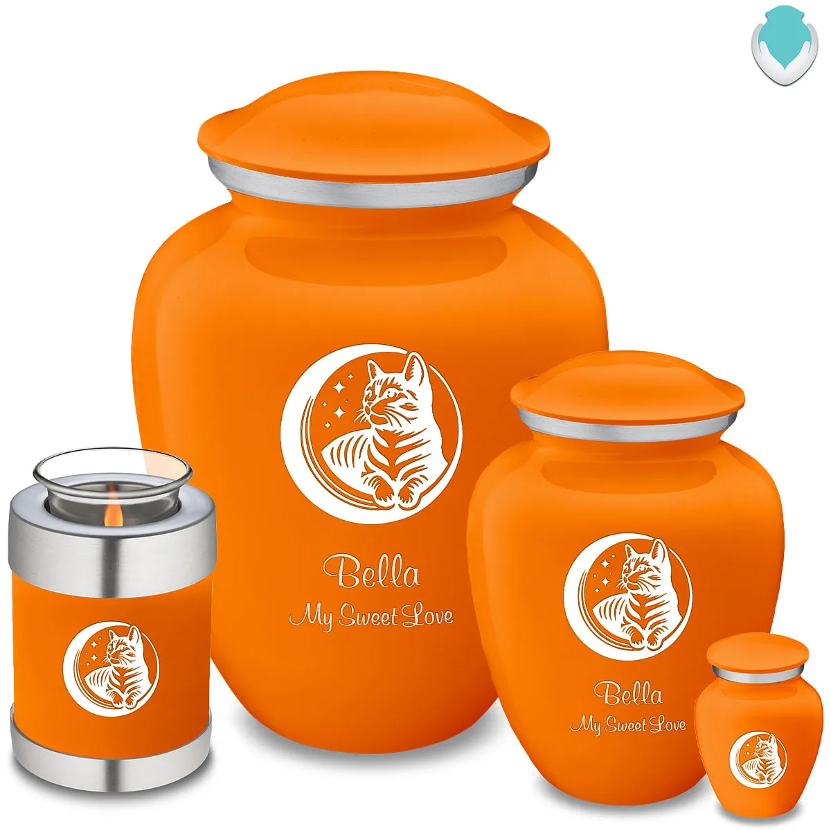 Keepsake Embrace Burnt Orange Pet Cute Cat Cremation Urn