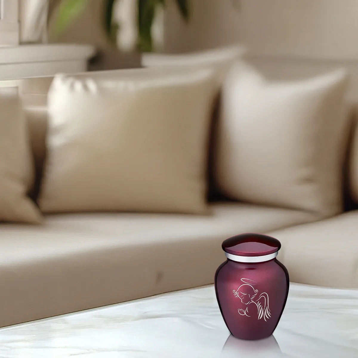 Keepsake Embrace Cherry Purple Angel Cremation Urn