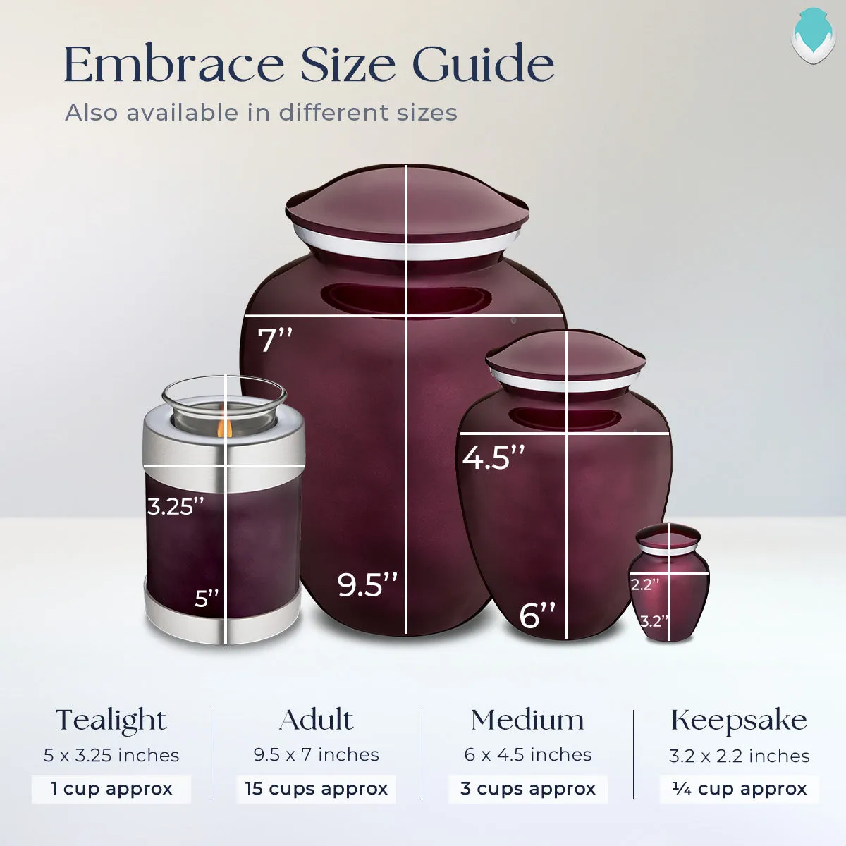 Keepsake Embrace Cherry Purple Hearts Cremation Urn