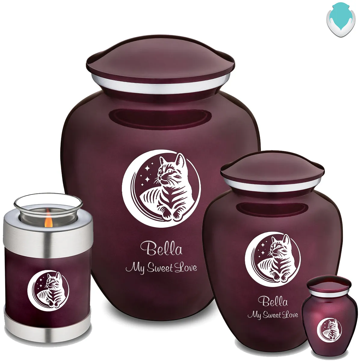 Keepsake Embrace Cherry Purple Pet Cute Cat Cremation Urn