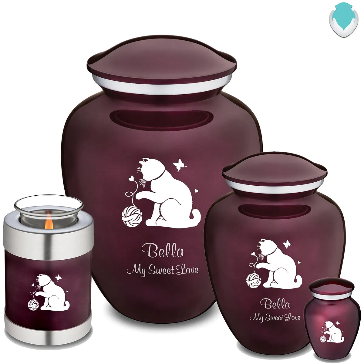 Keepsake Embrace Cherry Purple Pet Fun Cat Cremation Urn