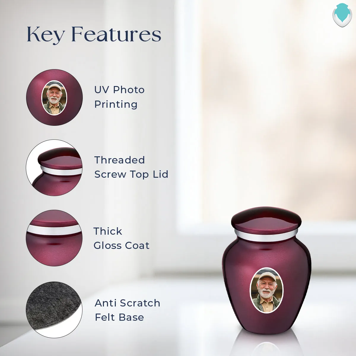 Keepsake Embrace Cherry Purple Portrait Cremation Urn