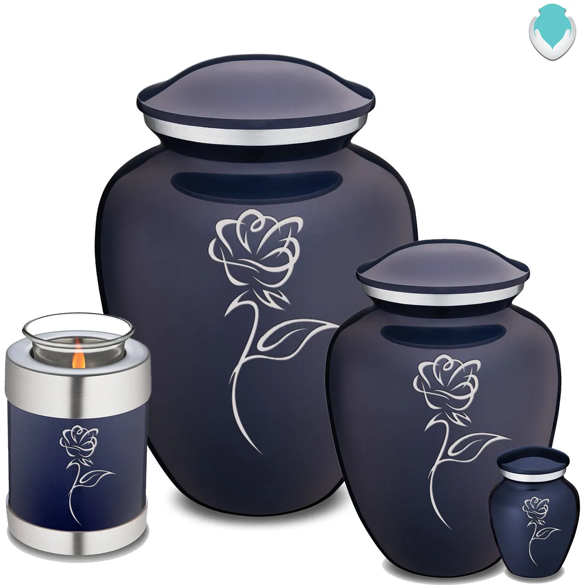 Keepsake Embrace Cobalt Blue Rose Cremation Urn