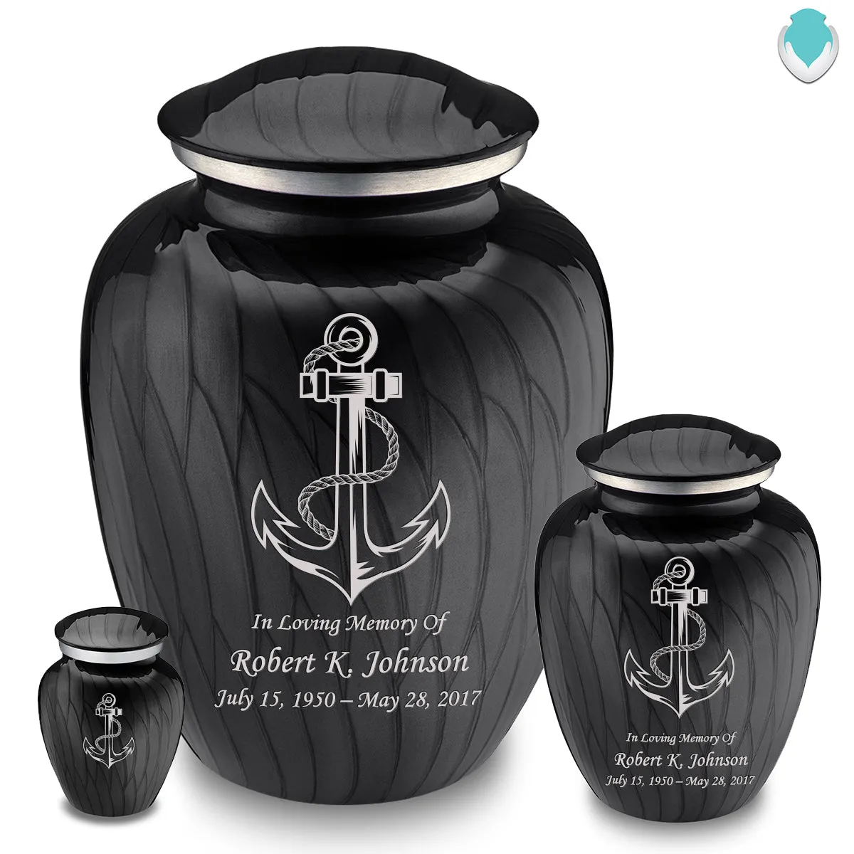 Keepsake Embrace Pearl Black Anchor Cremation Urn