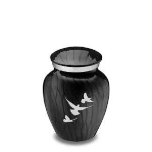 Keepsake Embrace Pearl Black Doves Cremation Urn