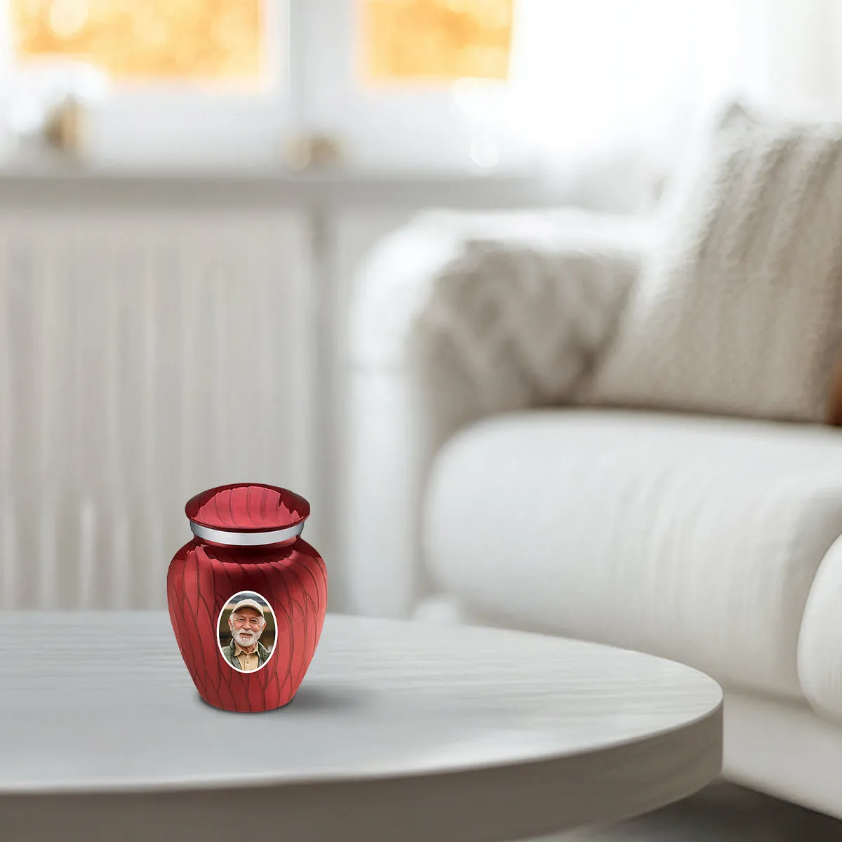 Keepsake Embrace Pearl Candy Red Portrait Cremation Urn