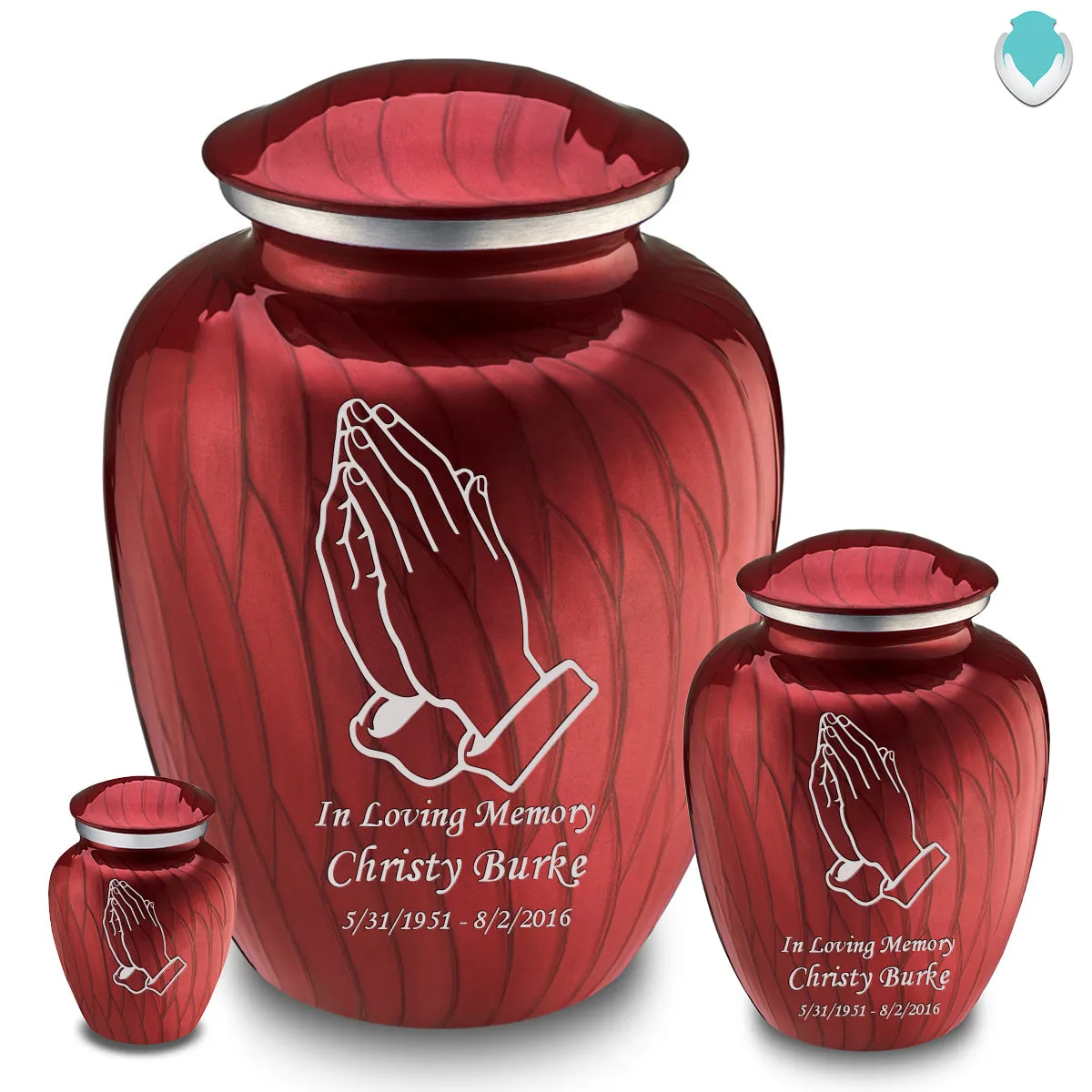 Keepsake Embrace Pearl Candy Red Praying Hands Cremation Urn