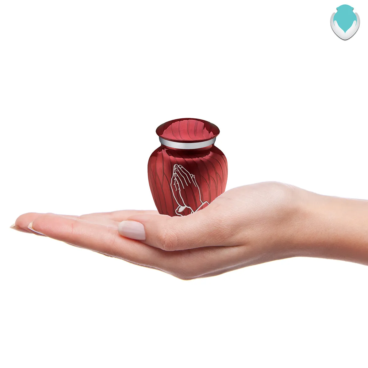 Keepsake Embrace Pearl Candy Red Praying Hands Cremation Urn