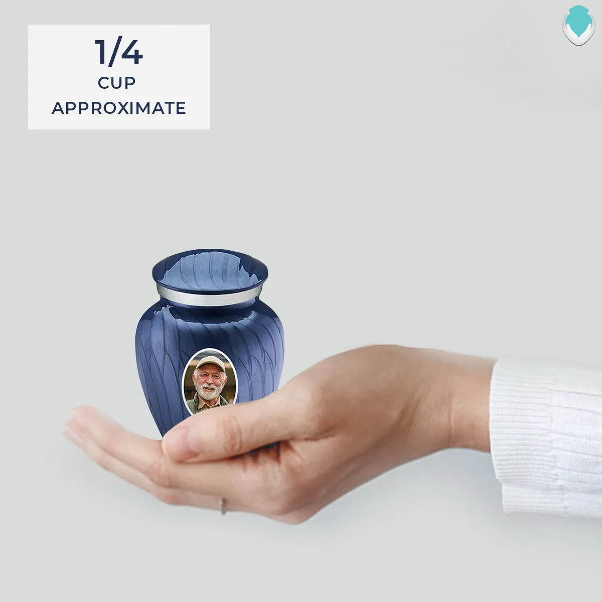 Keepsake Embrace Pearl Cobalt Blue Portrait Cremation Urn