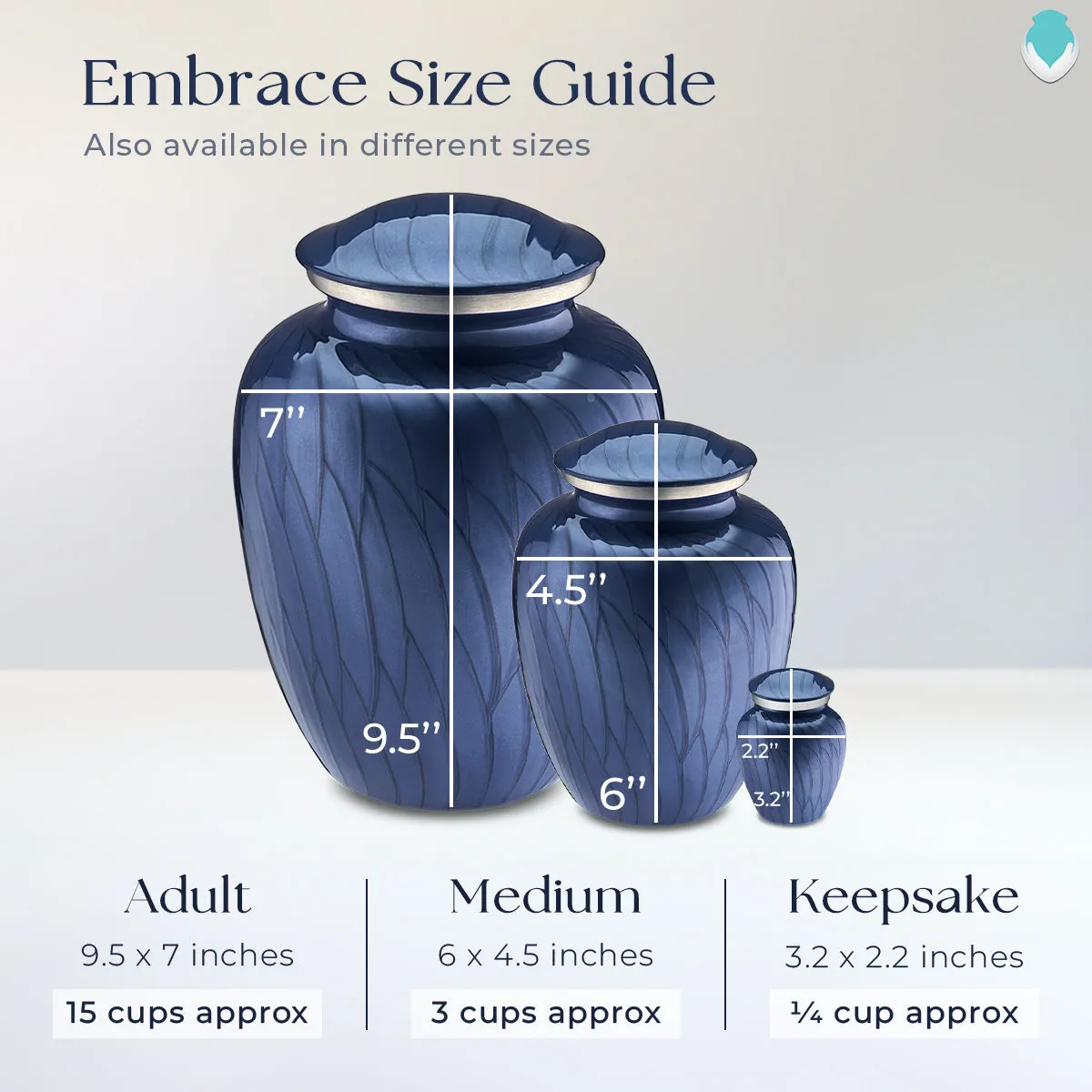 Keepsake Embrace Pearl Cobalt Blue Portrait Cremation Urn