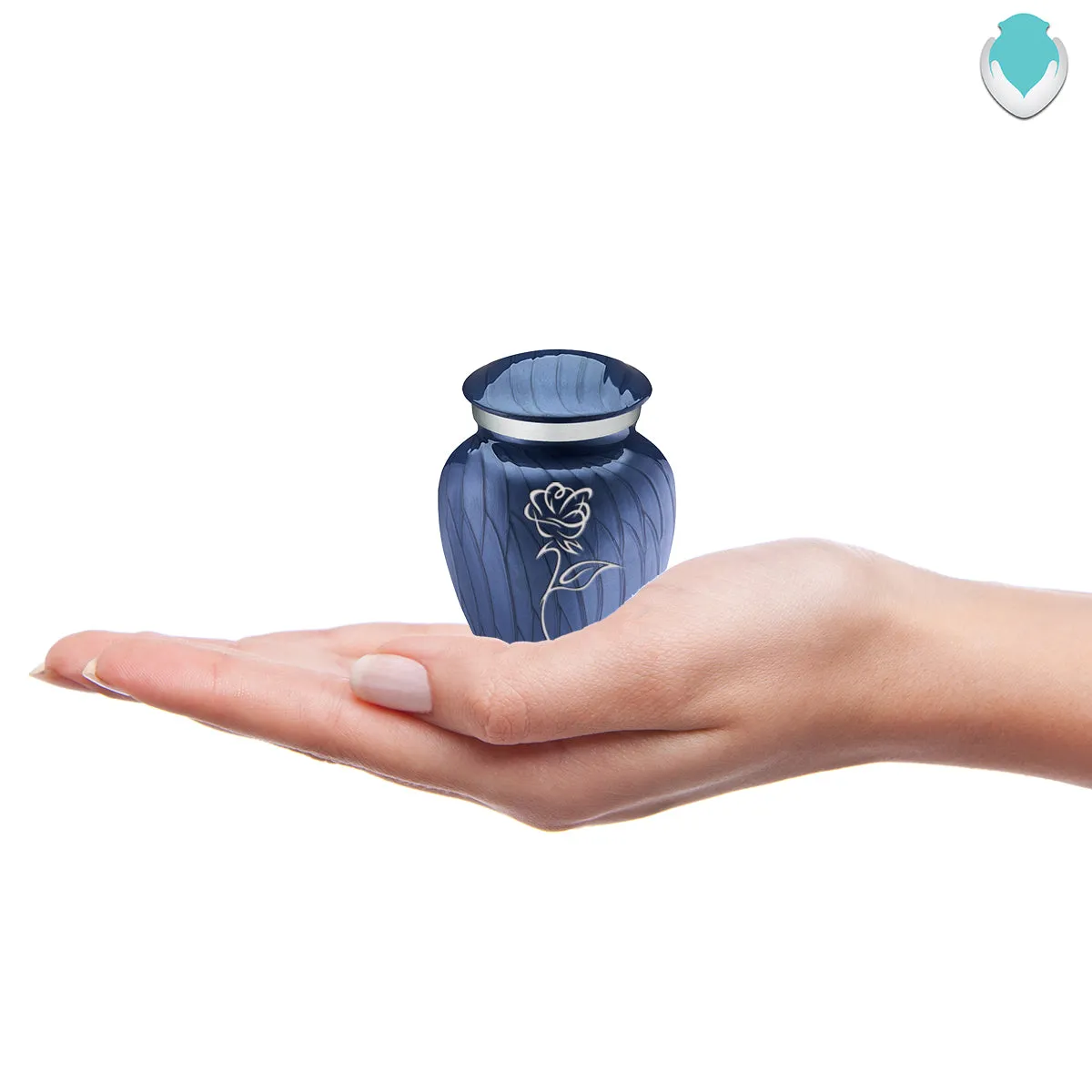 Keepsake Embrace Pearl Cobalt Blue Rose Cremation Urn