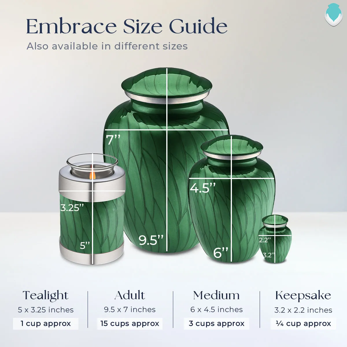 Keepsake Embrace Pearl Green Hearts Cremation Urn