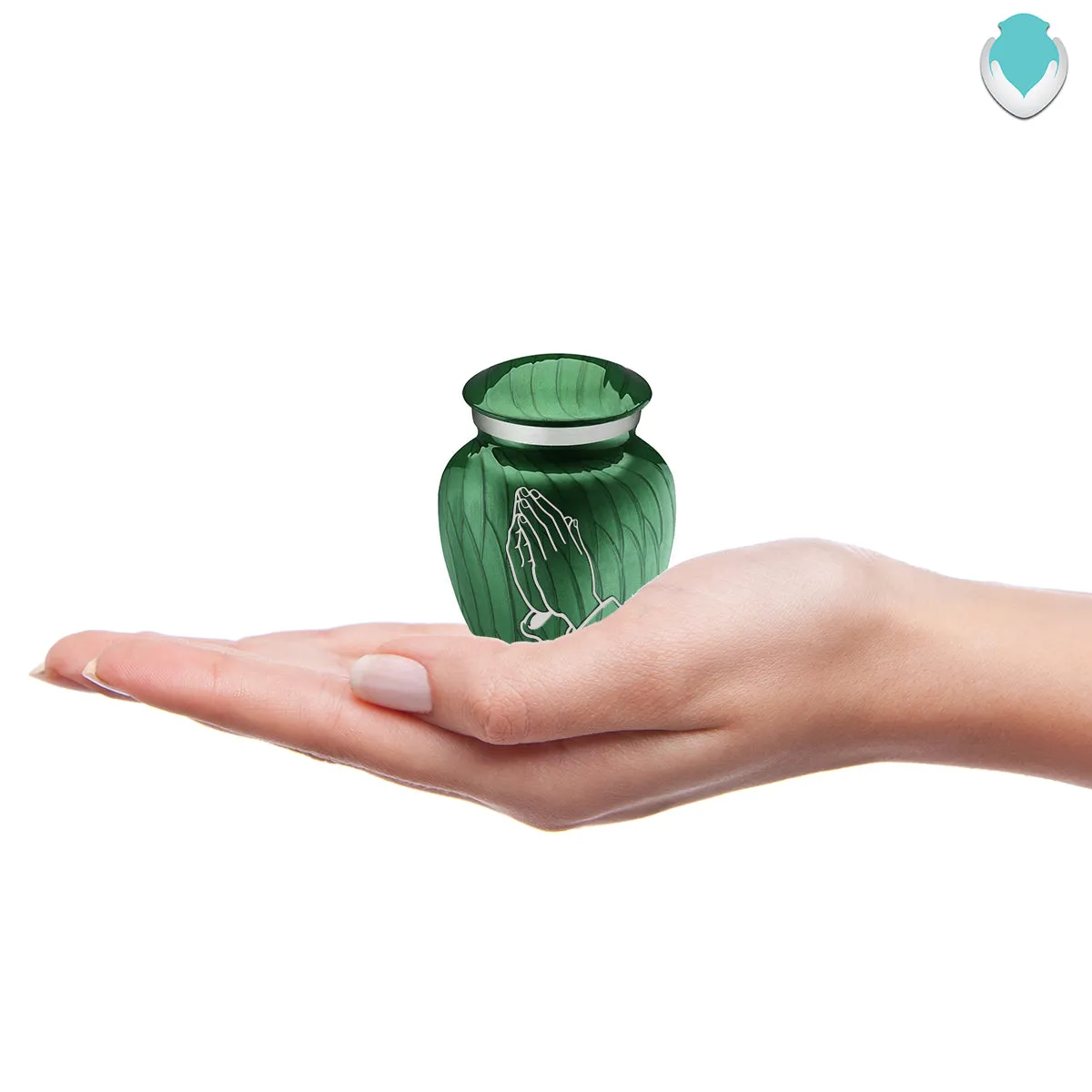 Keepsake Embrace Pearl Green Praying Hands Cremation Urn