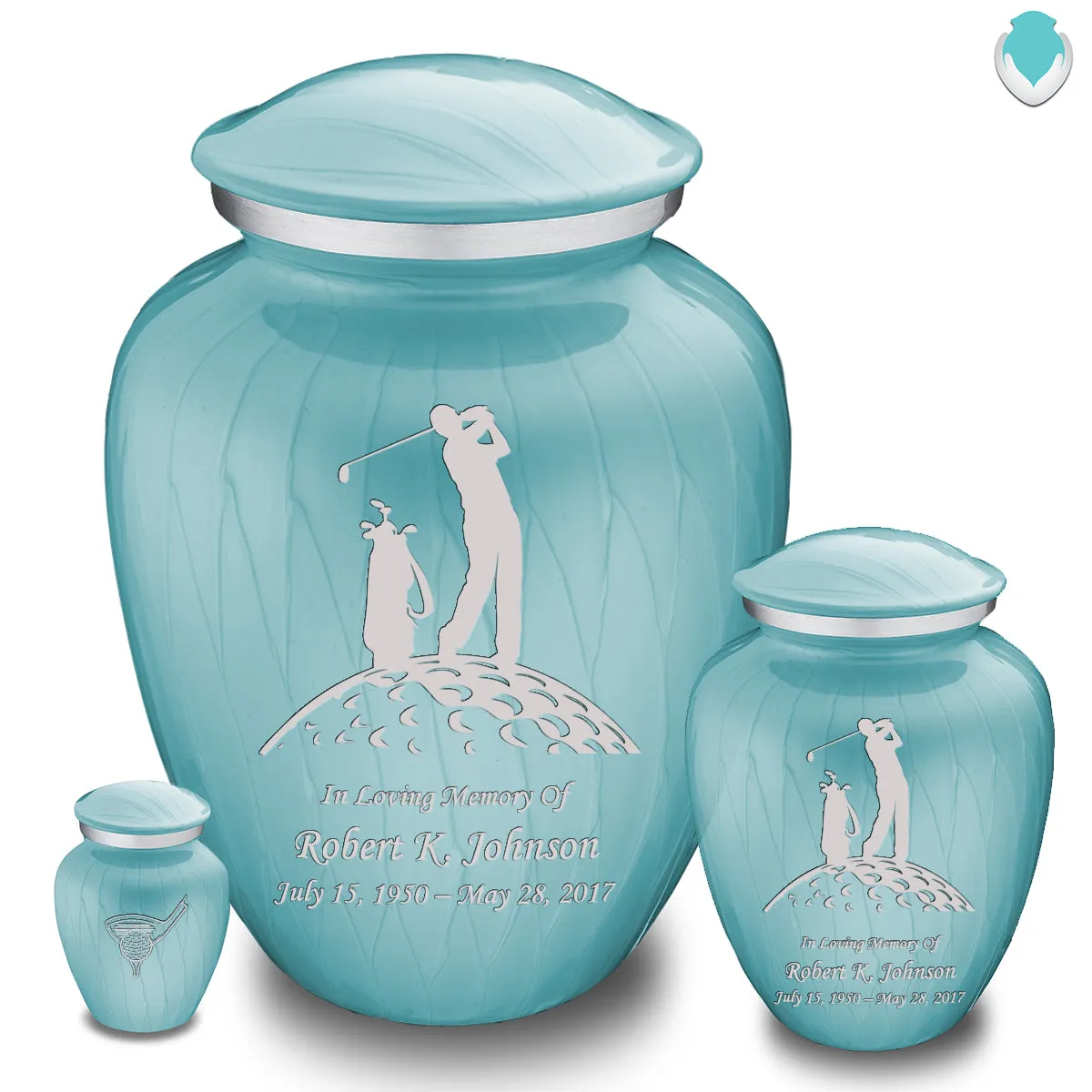 Keepsake Embrace Pearl Light Blue Golf Cremation Urn