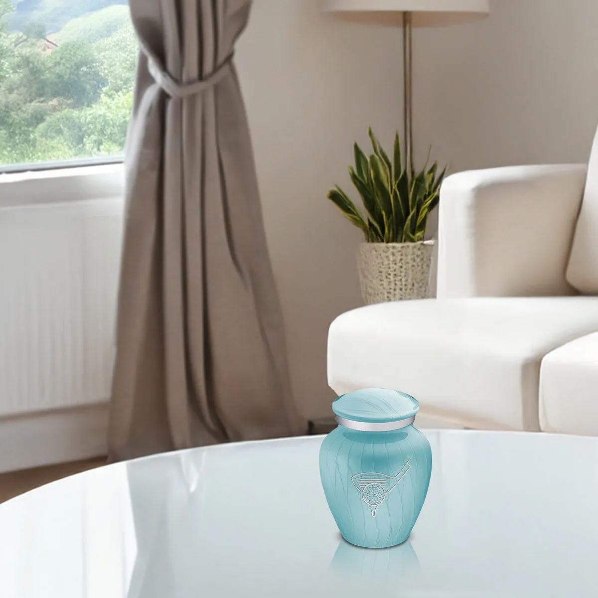 Keepsake Embrace Pearl Light Blue Golf Cremation Urn
