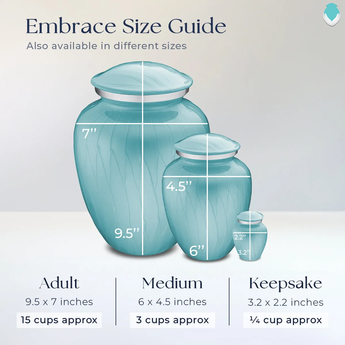 Keepsake Embrace Pearl Light Blue Portrait Cremation Urn