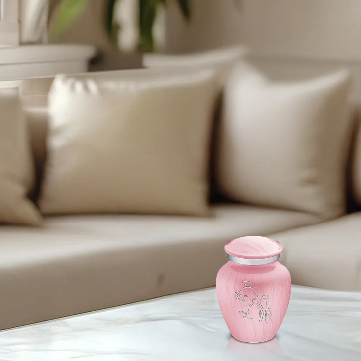Keepsake Embrace Pearl Light Pink Angel Cremation Urn