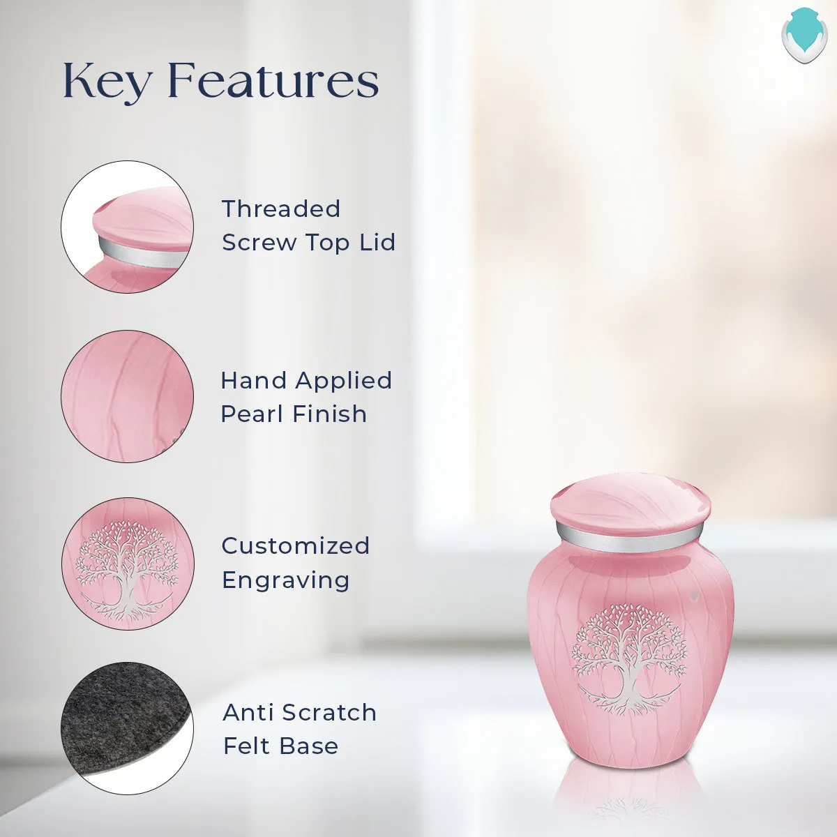 Keepsake Embrace Pearl Light Pink Tree of Life Cremation Urn