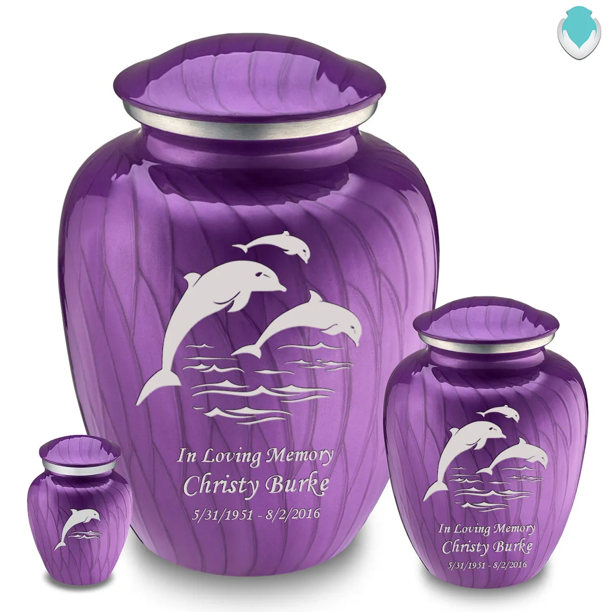 Keepsake Embrace Pearl Purple Dolphin Cremation Urn