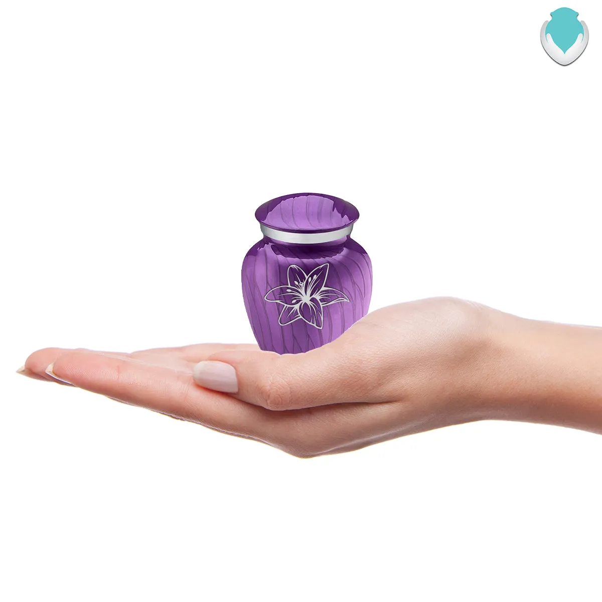 Keepsake Embrace Pearl Purple Lilies Cremation Urn