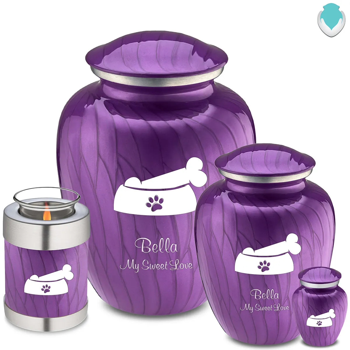 Keepsake  Embrace Pearl Purple Pet Dog Bone Cremation Urn