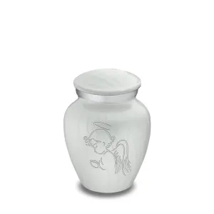 Keepsake Embrace Pearl White Angel Cremation Urn