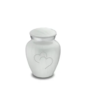 Keepsake Embrace Pearl White Hearts Cremation Urn