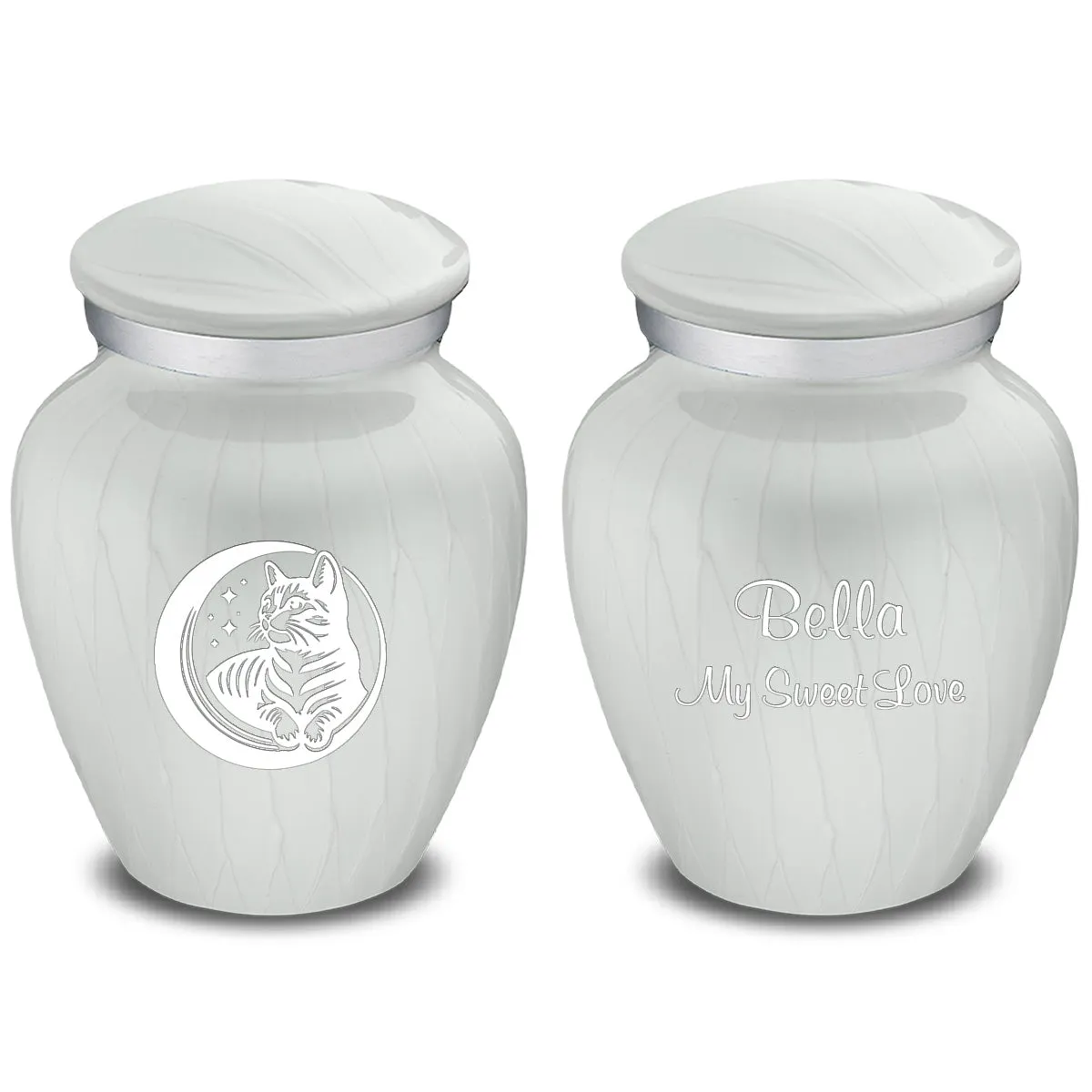Keepsake Embrace Pearl White Pet Cute Cat Cremation Urn