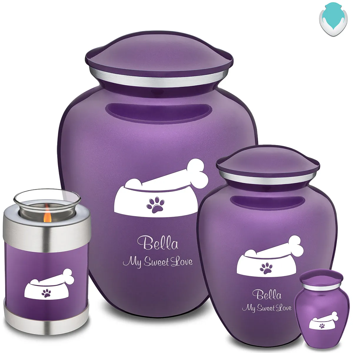 Keepsake  Embrace Purple Pet Dog Bone Cremation Urn