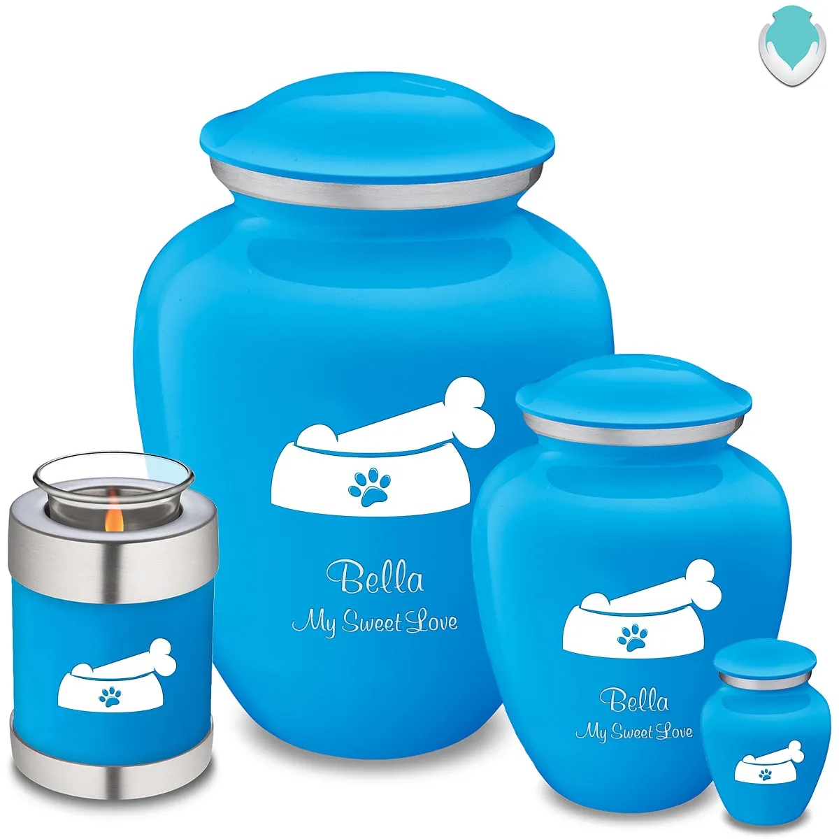 Keepsake  Embrace Racing Blue Pet Dog Bone Cremation Urn