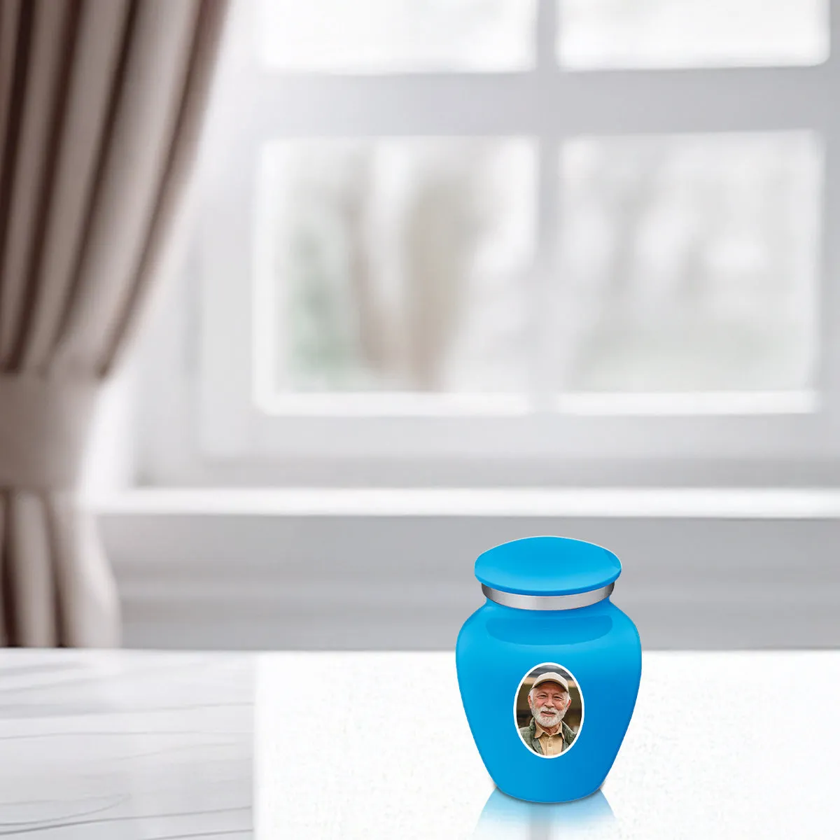 Keepsake Embrace Racing Blue Portrait Cremation Urn