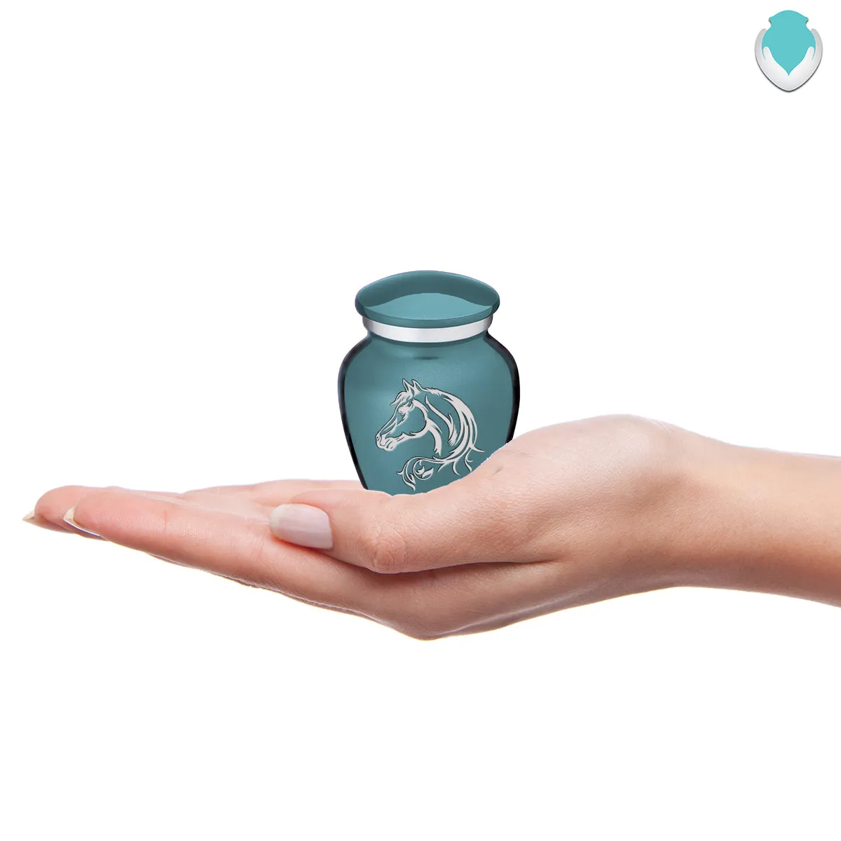Keepsake Embrace Teal Horse Cremation Urn