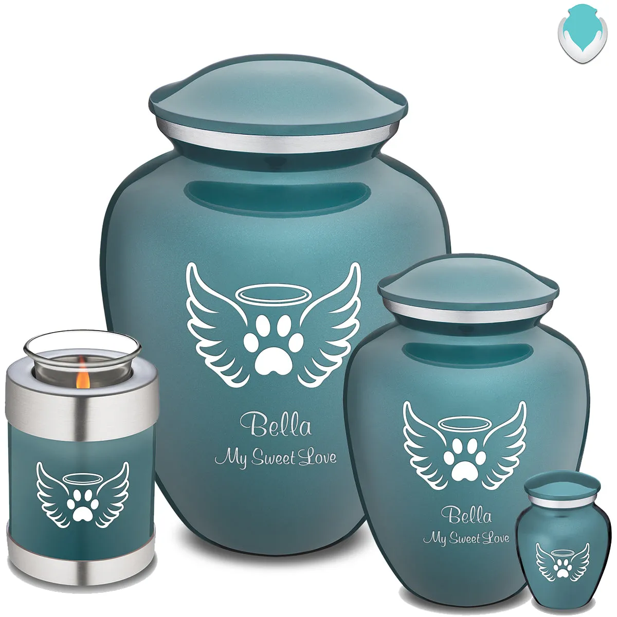Keepsake Embrace Teal Pet Angel Wings Cremation Urn