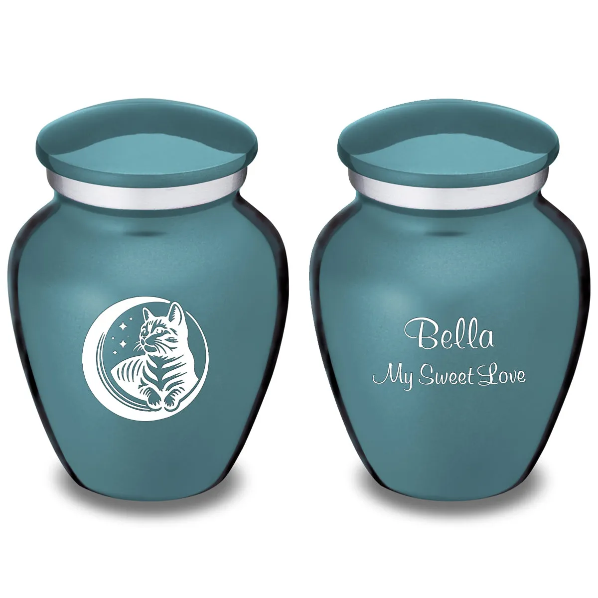 Keepsake Embrace Teal Pet Cute Cat Cremation Urn