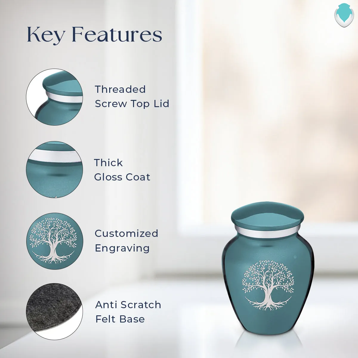 Keepsake Embrace Teal Tree of Life Cremation Urn