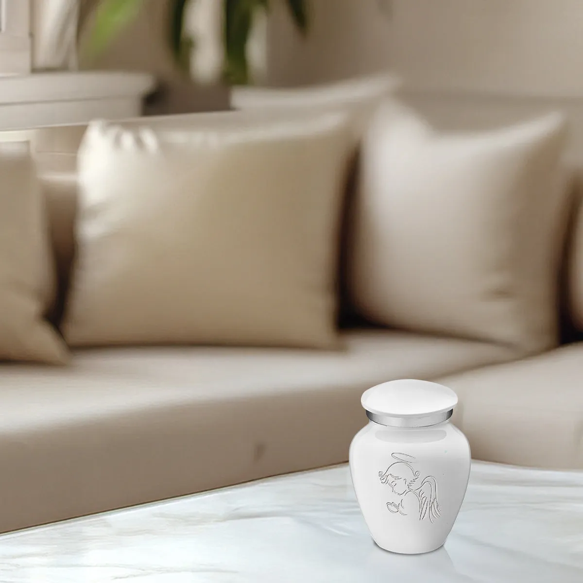 Keepsake Embrace White Angel Cremation Urn