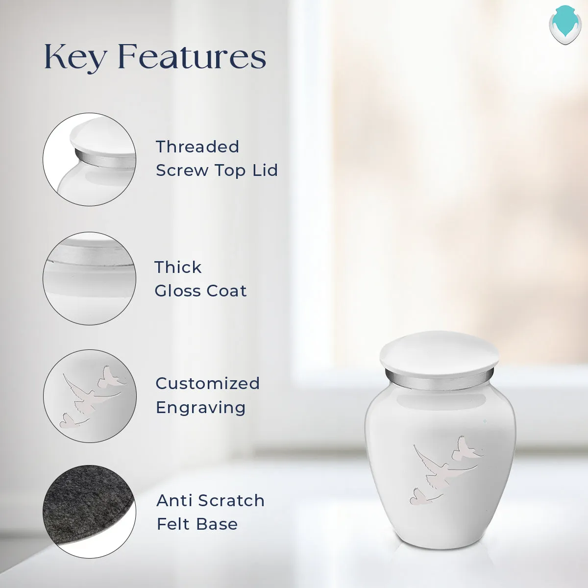 Keepsake Embrace White Doves Cremation Urn