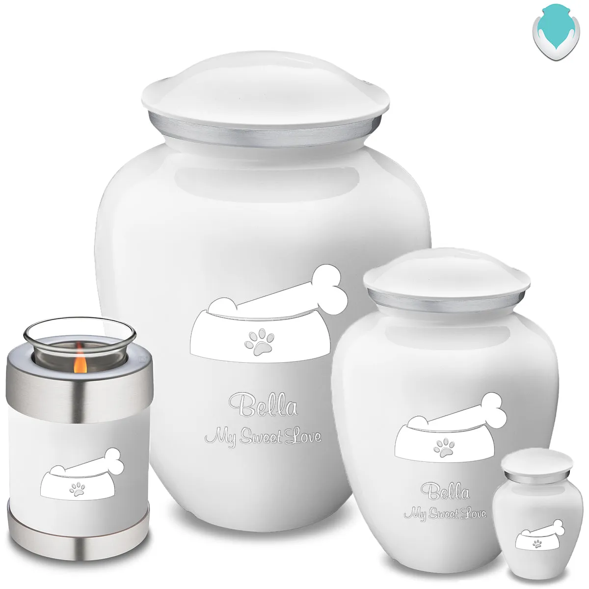 Keepsake  Embrace White Pet Dog Bone Cremation Urn