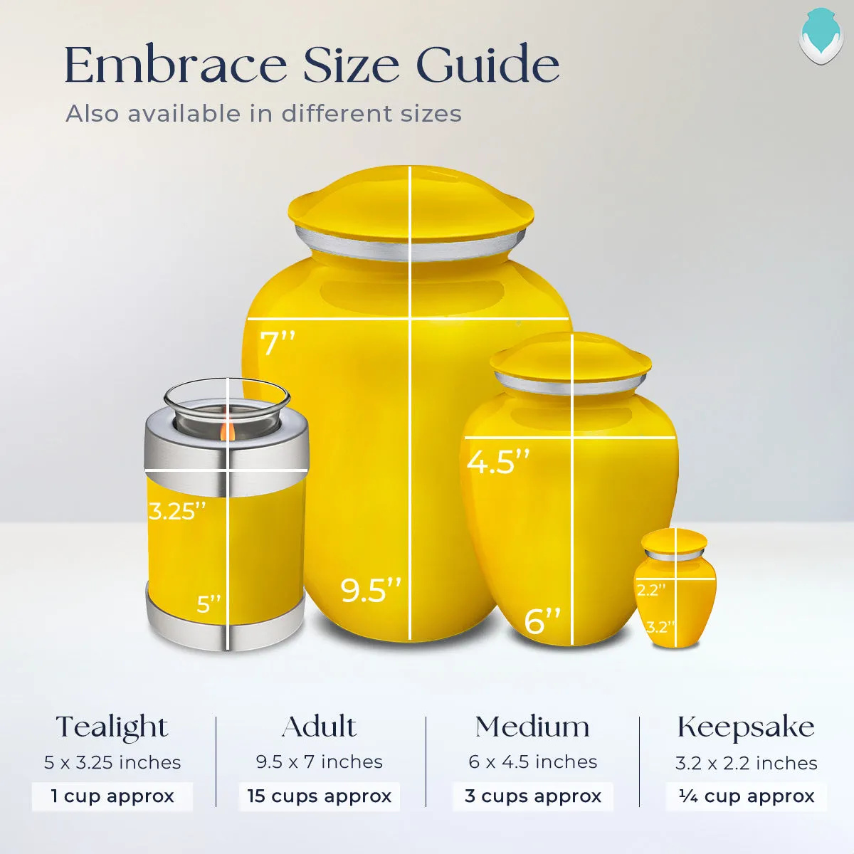 Keepsake Embrace Yellow Hearts Cremation Urn