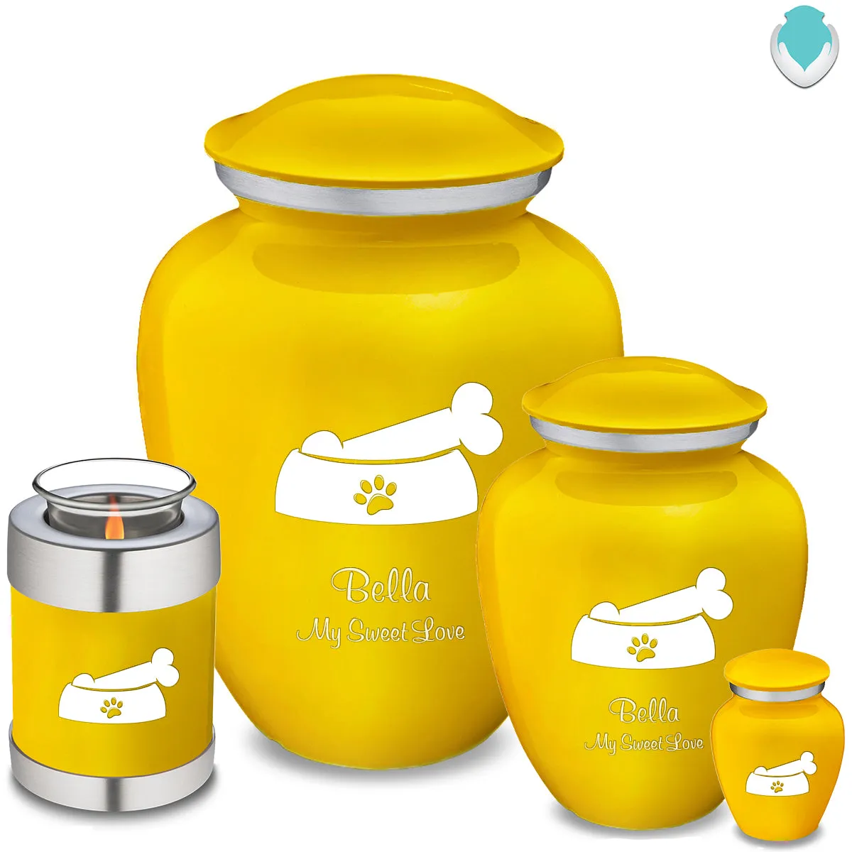 Keepsake  Embrace Yellow Pet Dog Bone Cremation Urn