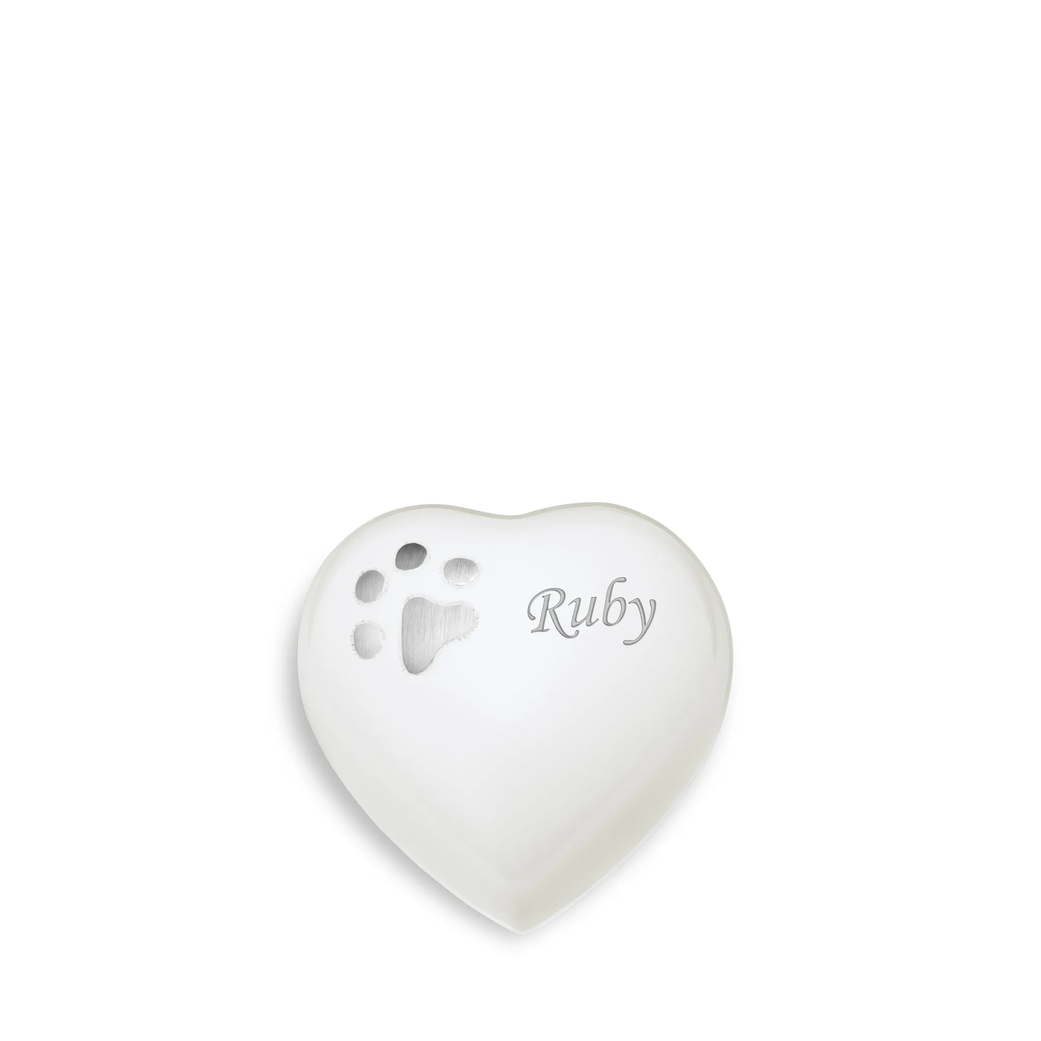 Keepsake Heart Pet Urn White & Bru Pewter